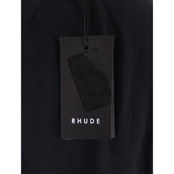 Rhude Logo Embroidered T-Shirt XS Mens Black Cotton Tee - Picture 7 of 11